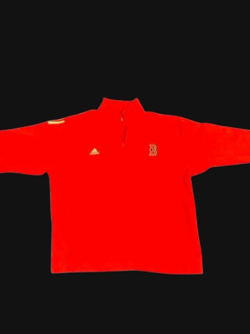 Vtg Adidas Y2K Boston Red Sox Quarter Zip Pullover On Field Warmup Jacket Red XL